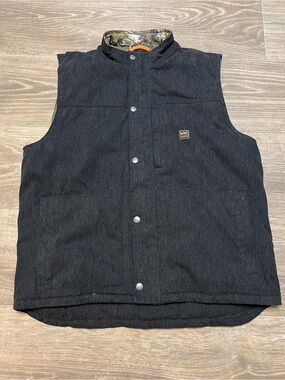Walls Outdoor Goods Insulated Work Vest Realtree Camo Lined Black Denim Mens XL